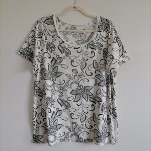 Lanebryant Women's White Floral Tee Size 14/16W